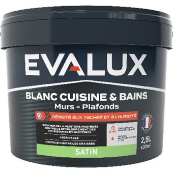 Brico Dépôt Peinture blanche 2,5 l cuisine et bains satin offre