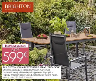 Truffaut Brighton table rectangulaire extensible atlas offre