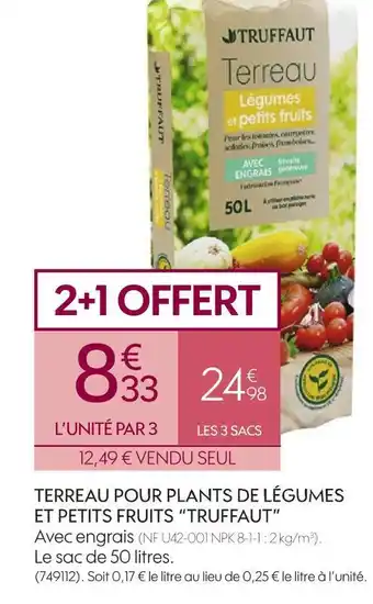 Truffaut terreau pour plants de légumes et petits fruits