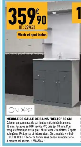 Brico Cash Meuble de Salle de Bains Delto 80cm offre