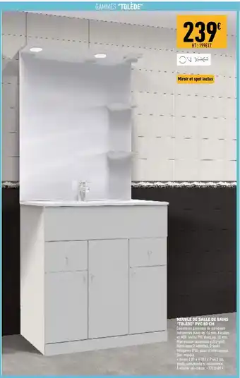 Brico Cash Meuble de Salle de Bains Tolède PVC 80cm offre