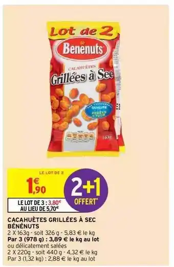 Intermarché Express Cacahuètes Grillées à Sec Bénénuts offre