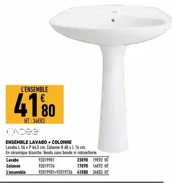 Brico Cash Ensemble Lavabo + Colonne offre