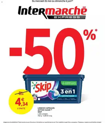 Intermarché Express Lessive Capsules Active Clean Skip offre