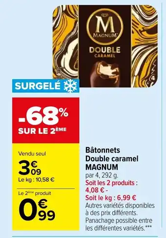 Carrefour Market Bâtonnets double caramel MAGNUM offre
