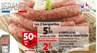 Auchan Auchan le charcutier 4 chipolatas offre