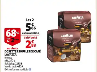 Auchan Lavazza dosettes souples de café offre