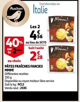 Auchan Mmm! pâtes fraîches farcies 250 g offre
