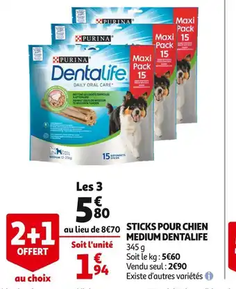 Auchan Dentalife sticks pour chien medium offre