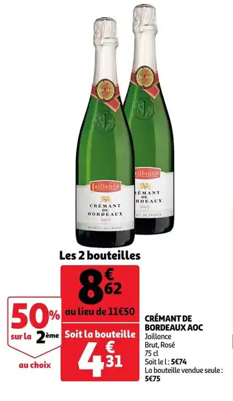 Auchan Jaillance crémant de bordeaux aoc 75 cl offre