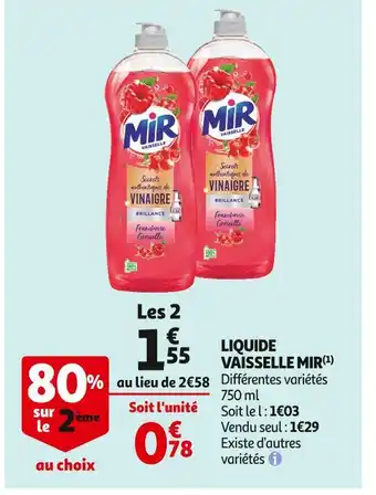 Auchan Mir liquide vaisselle offre