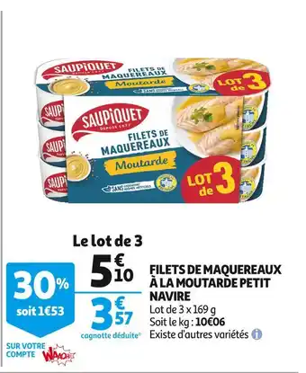 Auchan Petit navire filets de maquereaux à la moutarde offre