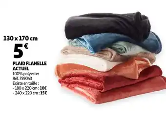 Auchan Actuel plaid flanelle 130 x 170 cm offre