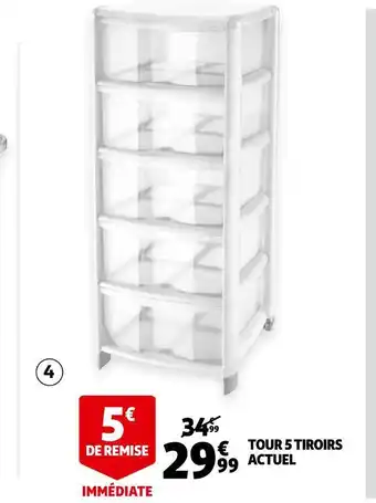 Auchan Actuel tour 5 tiroirs offre