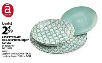 Auchan Actuel assiette plate 26.5cm "botanique" offre