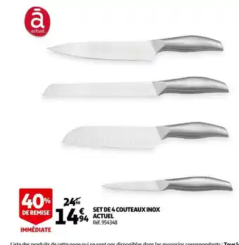Auchan Actuel set de 4 couteaux inox offre