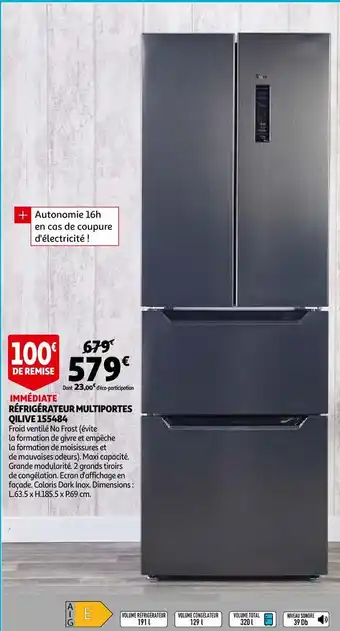Auchan Qilive réfrigérateur multiportes 155484 offre