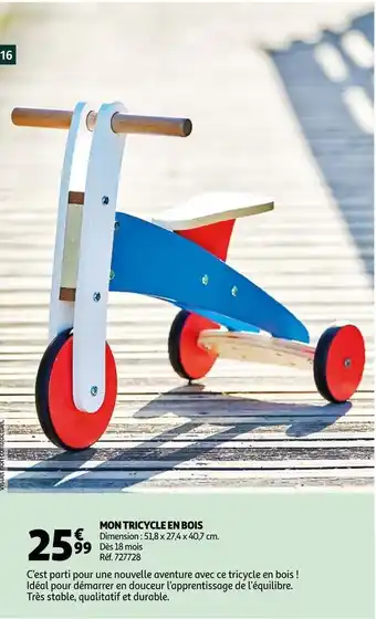 Auchan One two fun mon tricycle en bois offre