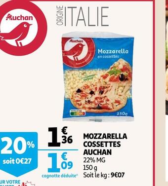 Auchan Auchan mozzarella cossettes offre