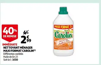 Auchan Carolin nettoyant ménager maxi format offre