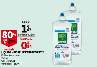 Auchan L'arbre vert liquide vaisselle offre