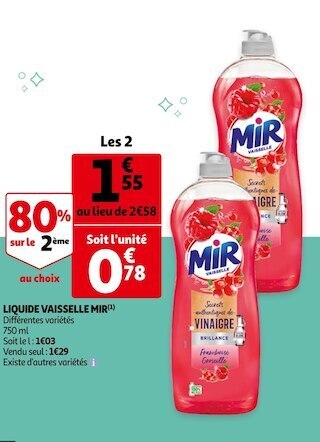 Auchan Mir liquide vaisselle offre