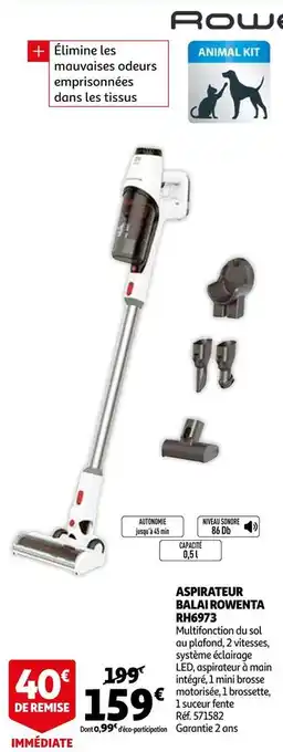 Auchan Rowenta aspirateur balai rh6973 offre