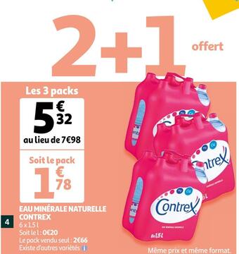 Auchan Contrex eau minérale naturelle offre