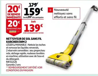 Auchan Karcher nettoyeur de sol sans fil ewm 2 offre