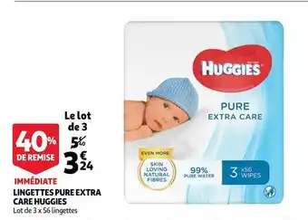 Auchan Huggies lingettes pure extra care offre