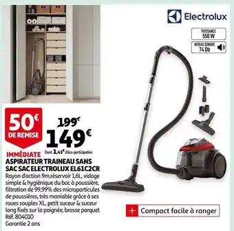 Auchan Electrolux aspirateur traineau sans sac sac el61c2cr offre
