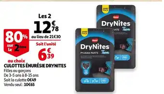 Auchan Drynites culottes énurésie offre