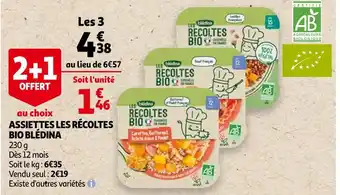 Auchan Blédina assiettes les récoltes bio offre