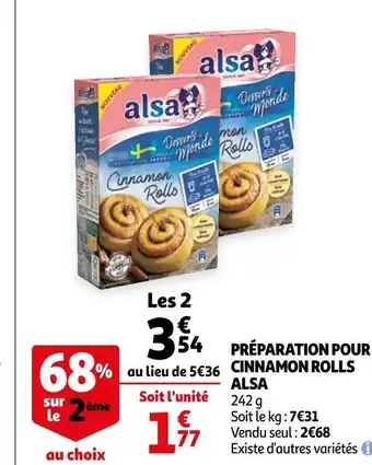 Auchan Alsa préparation pour cinnamon rolls offre