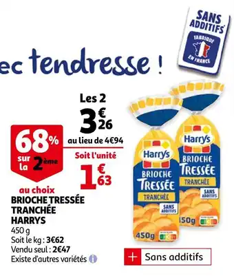 Auchan Harry's brioche tressée tranchée 450 g offre