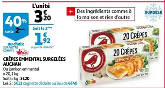 Auchan Auchan crêpes emmental surgelées offre