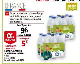 Auchan Auchan lait demi-écrémé offre