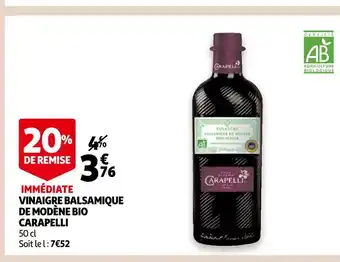 Auchan Carapelli vinaigre balsamique de modène bio offre