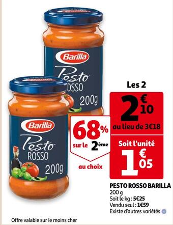 Auchan Barilla pesto rosso offre