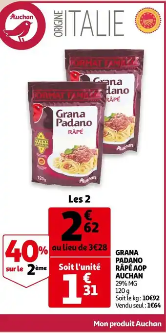 Auchan Auchan grana padano râpé aop offre
