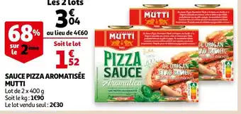 Auchan Mutti sauce pizza aromatisée offre