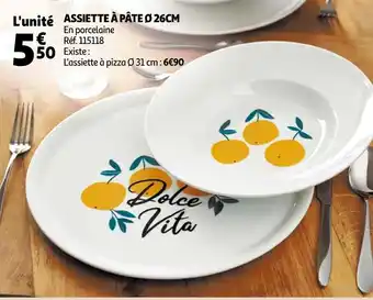 Auchan Assiette à pâte ø 26cm offre
