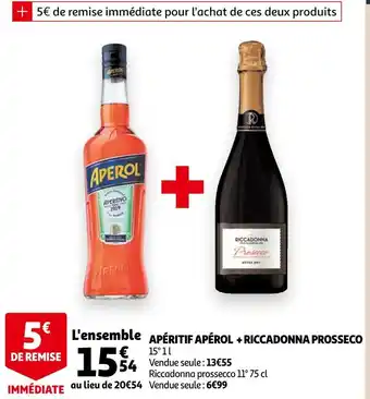 Auchan Apéritif apérol + riccadonna prosseco offre