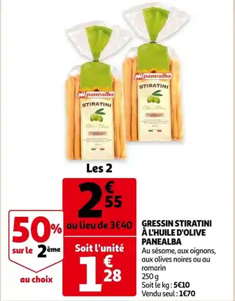 Auchan Panealba gressin stiratini à l'huile d'olive offre