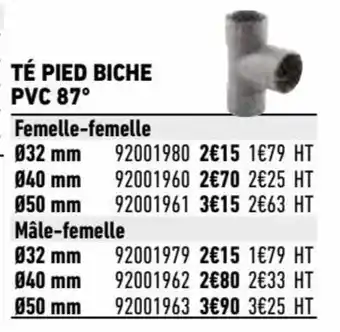 Té pied biche PVC 87°