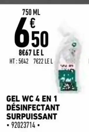 Brico Cash Gel wc 4 en 1 désinfectant surpuissant offre