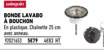 Brico Cash Bonde lavabo à bouchon offre