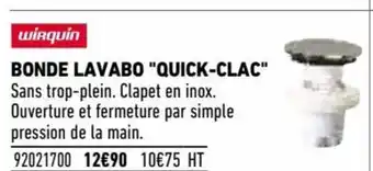 Brico Cash Bonde lavabo "Quick-clac" offre