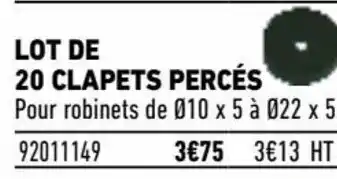 Brico Cash Lot de 20 clapets percés offre