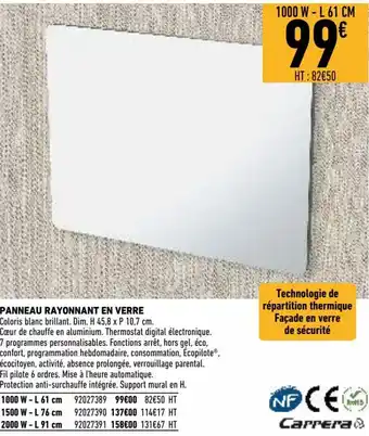 Brico Cash Panneau rayonnant en verre offre